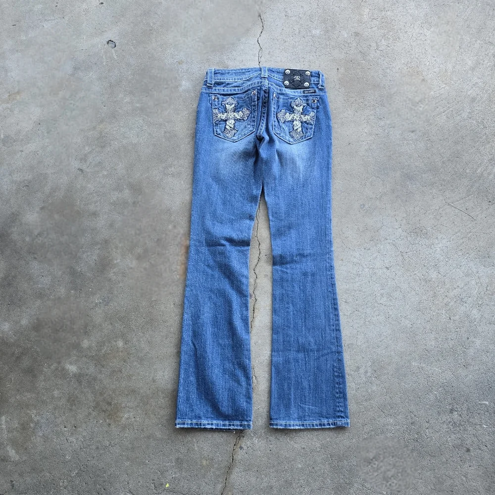 Vintage Y2K Miss Me Bootcut Cross Flare Bling Embroidered Pockets 27 - Picture 5 of 5